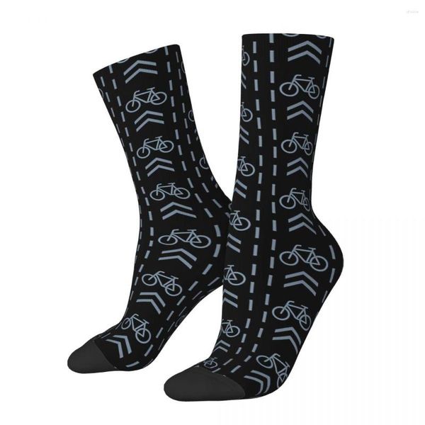 Meias masculinas Segurança feliz retro harajuku bicicleta de bicicleta Hip Hop Crewless Crazy Sock Gift Padrão de presente impresso