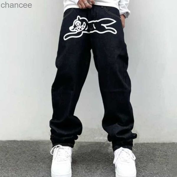 Hip Hop Flying Hundedruck Jeans für Männer High Street Straight Lose Wide Bein Hosen Modehosen Männliche Y2K Luxus Denimlf20230824.