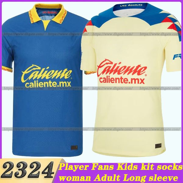 23/24 S-4XL LIGA MX Club America Maglie da calcio autentiche R.MARTINEZ D.VALDES PEDRO B.RODRIGUEZ Maglia FIDALGO A.ZENDEJRS HENRY F.VINAS Uniforme da calcio uomo bambini kit set