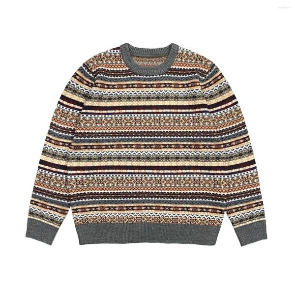 Herrenpullover Amerikaner Vintage Jacquard Strickwear Ethnischer Style Pullover Herbst Ankunft Lose Pullover für Männer