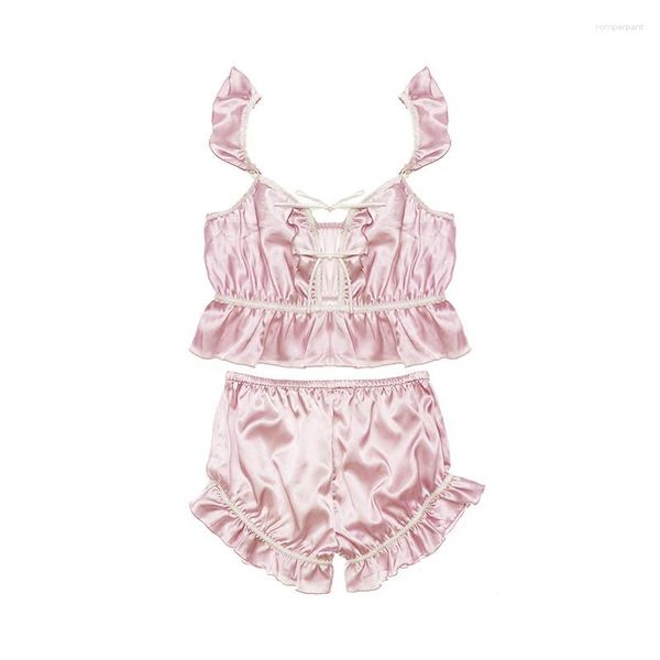 Abbigliamento da donna Yomrzl A231 Arrivo Summer Sweet Pigiama Set rosa Sonno corto Principessa Lingerie Sexy Lingerie