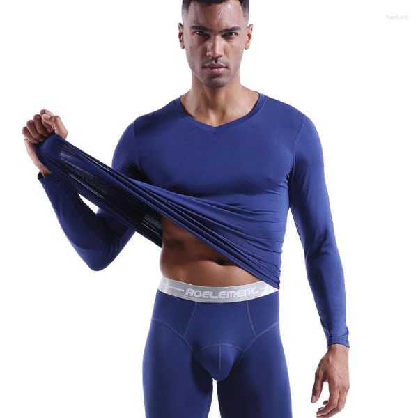 Masculino de roupas íntimas térmicas modais de comprimento Johns Men define masculino Sexy Tight Lingerie Set