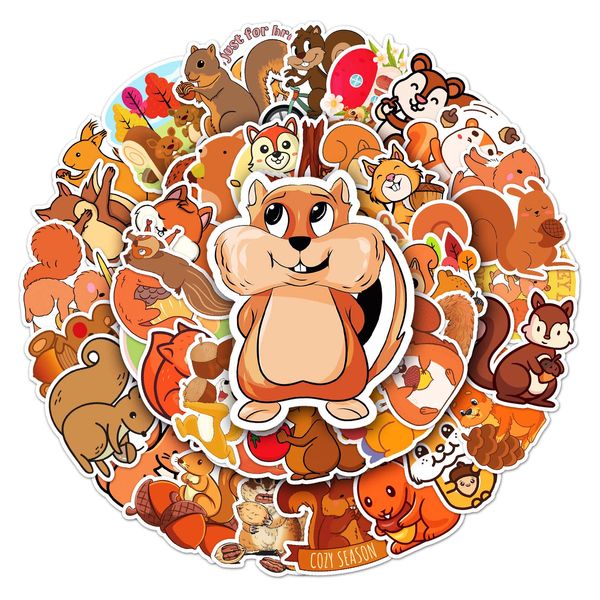 50 PCS Squirrel Stickers Animal Decoração impermeável Diário de celular Diário de celular Cartoon fofo