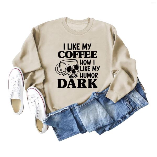 Damen-Hoodies Ich mag meinen Kaffee, wie Tops Herbst- und Wintermodische Frauen universell langärmeliges Sweatshirt