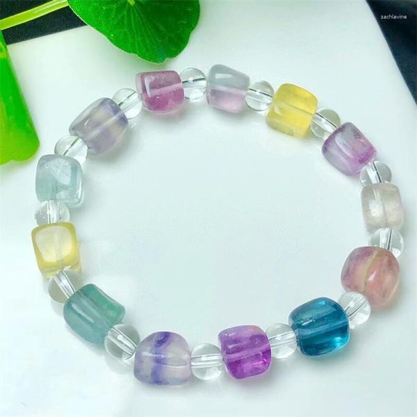 Bangel Natural Fluorit Würfel Armband handgefertigtes Kristallquarz Schmuck Kindergeburtstagsgeschenk 1pcs 8mm