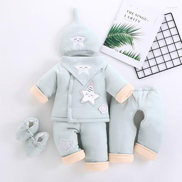 Conjuntos de roupas 6Pieces Set Born Baby Winter Cotton Terno espessado de roupas quentes para meninos e meninas de 0 a 2 anos