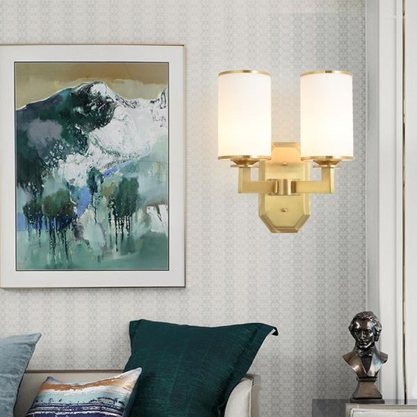 Wandlampe goldene Schonconces Globe Messing Moderne Leuchte mit weißem Glasschatten für Livring Room Schlafzimmer Beleuchtung