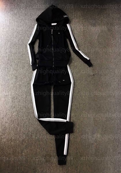 Женский спортивный костюм 2 кустах дизайнер набор черная спортивная одежда двухтонная полоса с длинным рукавом.