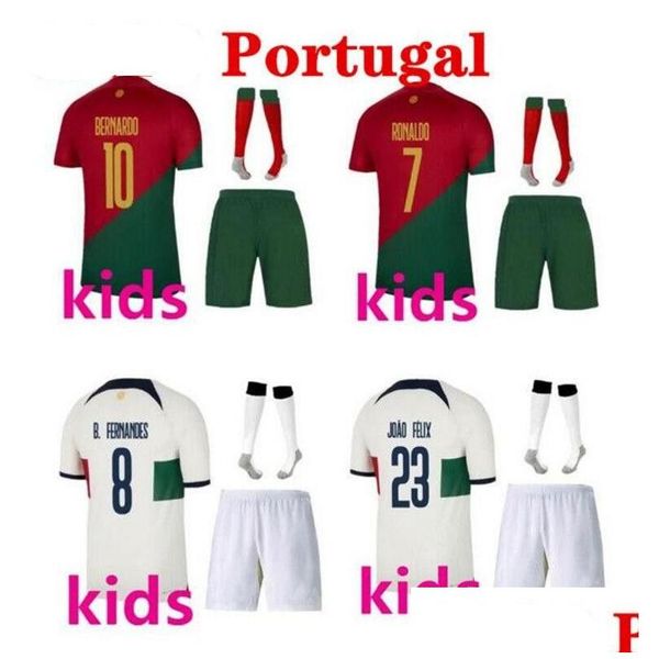 Yoga Outfit 22 Portogallo Maglie da calcio Kit Kit Joao Felix Bernardo Br Ronaldo Fernandes Portugieser 23 Boys Portoghese Football Shi Dhrns