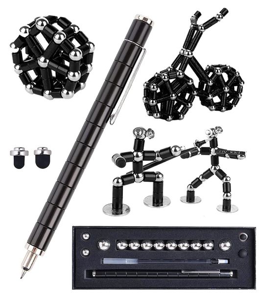 Spinning Top Fidget caneta descompressão magnética caneta de metal brinquedo estresse de alívio Construir Strato Magnet Multifuncional Escrevendo Pen 230818