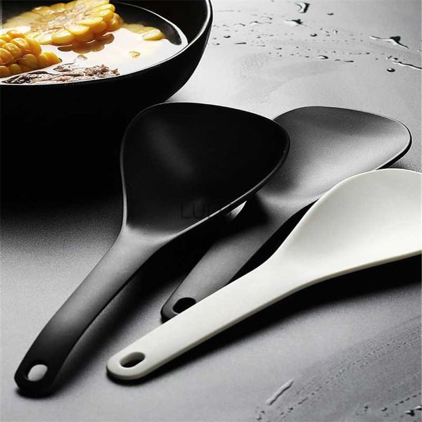 Cuocino di riso in plastica antiaderente pentola di riso per cuocere lungo la spatola di riso spatola nera cupon zuppa cucina utensili da cucina utensili da tavolo hkd230810