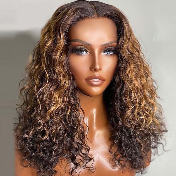 Destaque ombre renda frontal Human Human Wigs Bob Bob Curly Human Wigs