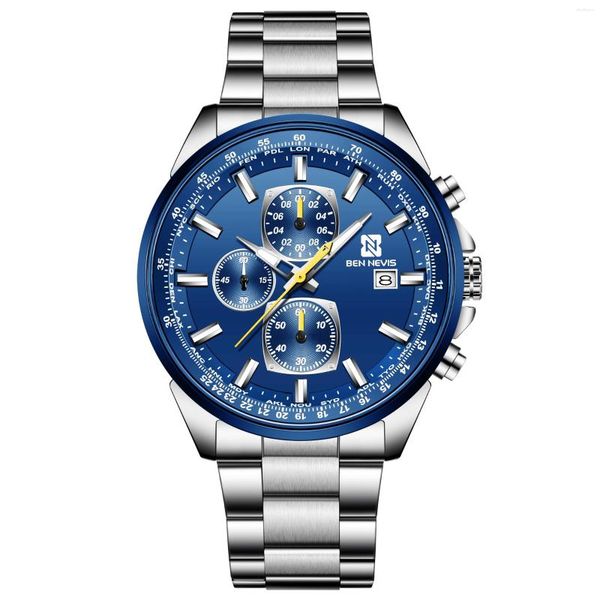 Avanadores de pulso Ben Nevis Men observa negócios Luxo de luxo em aço inoxidável Data de relógio de relógio cronógrafo masculino esporte Military Wristwatch BN6027G