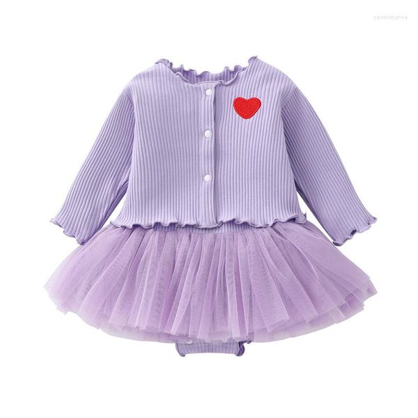 Giyim Setleri Bebek Kız Tül Partisi Elbise için Elbiseler 1 Yıllık Bebek Tatlı Kıyafetler Kollu Pamuk Düğün Takımları ile Ceket