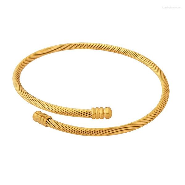 Bangle Fashion Twist Aço inoxidável FIREGEM BRACELETA MENINO MENINO FAMÍLIA GUESTA DE FAMÍLIA VINAGEM 3MM BANGELAS abertas para mulheres Tamanho ajustável