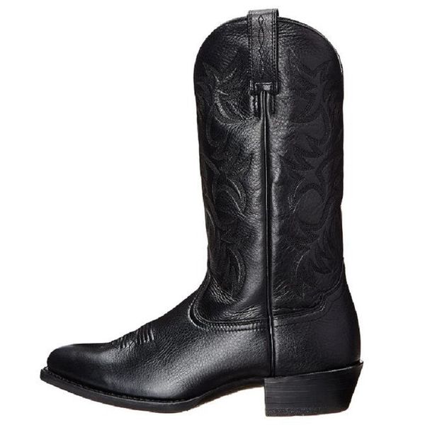 Motocicleta Ocidental Knight Cowboy Boots Men de alta qualidade bordados Botas de couro de panturrilha intermediária Designer casual Sapato macho confortável 1AA40