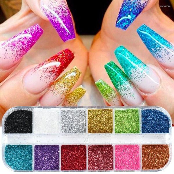 Nagelglitter 1 Schachtel Laserpulver Zuckerwolle Retro Schwarz und Weiß mit farbdekorativen Accessoires