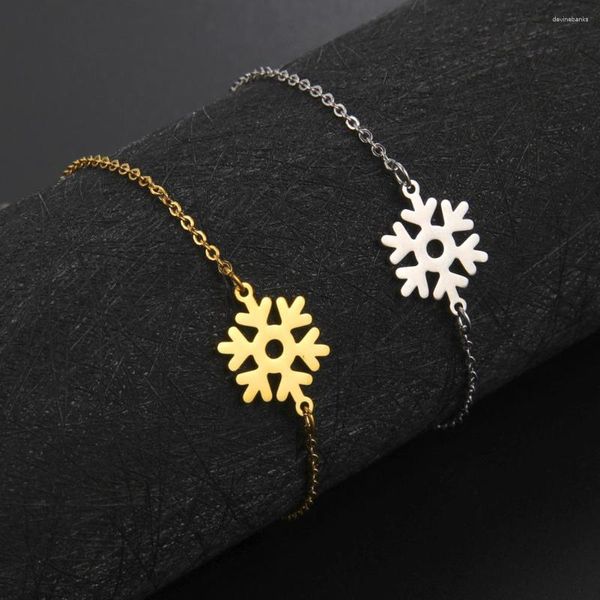 Bracelets de charme 2023 Trendy Titanium Hollow Out Snowflake Bracelet Women Women Aço Senão Corrente de Aço para Jóias Presente dela