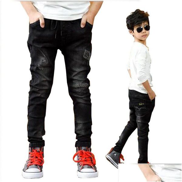 Jeans Boys Pants Bahar Sonbahar Siyah Çocuklar Günlük Pantolonlar Genç Çocuklar 5-13 Y Outwear Daml Teslimat Bebek Ham Angeles Giyim Dhynp