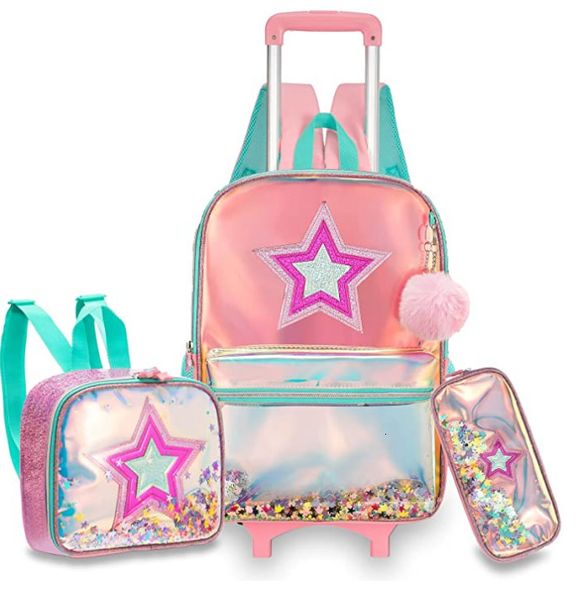 Zaini da 16 pollici 3 pezzi Set Kids School Trolley Borse Bagna per zaino in ruota con borsa da pranzo a ruote 230823 230823