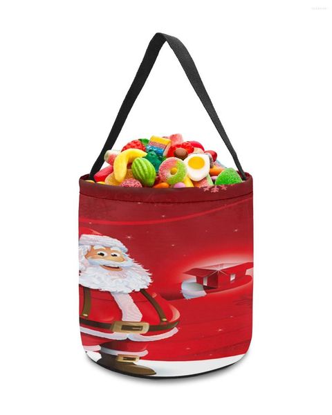 Bolsas de armazenamento Natal Papai Noel Decor Ball Ball Decoração de Toys Basket Candy Bag Gifts for Kids Tote Tote Tote Party Favor