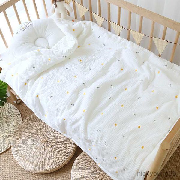 Cobertores de inverno bordado cereja urso bebê cama colcha musselina algodão crianças infantil cama colchas cobertor berço cobertores conforto xadrez r230824