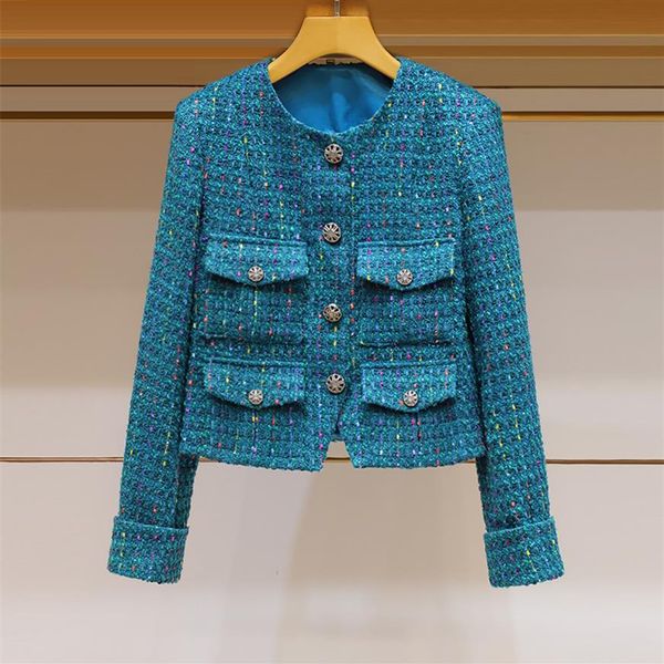 Jackets femininos Autumn Winter Woman Jacket vintage Luxury Tweed Coat Feminino Feminino Senhoras de Lão Pedido de Pedido de Lã Outwear 299p