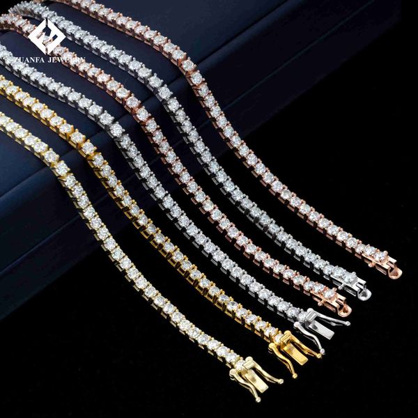 Neuester edler Schmuck 22 Karat Weißgold Gelbgold Roségold Vvs-Diamant-Tennis-Halskette Moissanit-Tenniskette