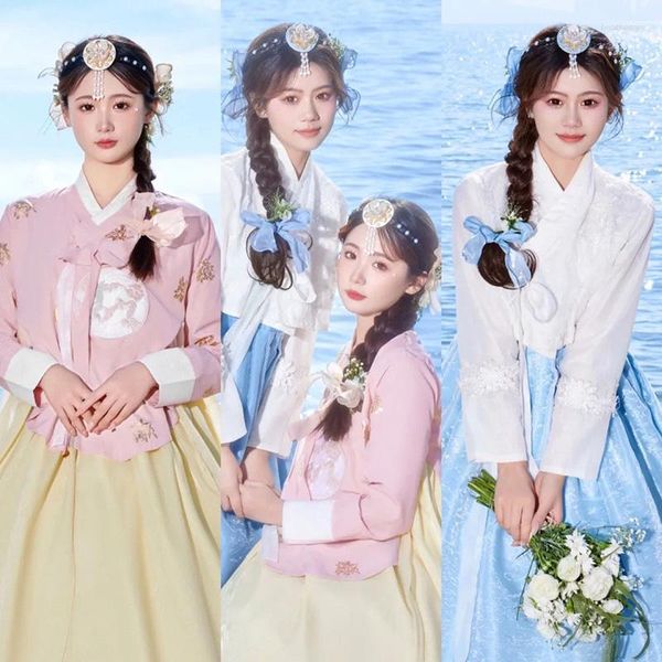 Этническая одежда ханбок платье женщин 2023 Лето традиционное костюм корейский элегантный принцесса Православная женщина