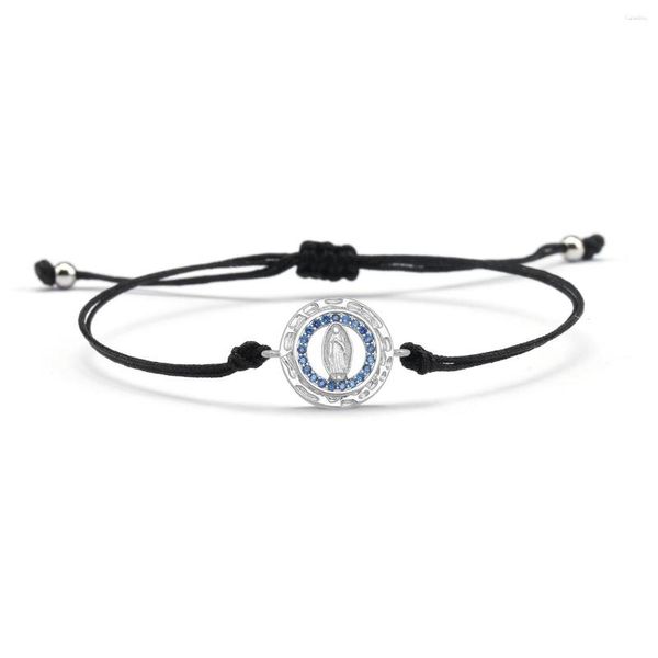 Charme Armbänder erschwingliche Großhandel CZ Jungfrau Maria Armband Rot String geflochten