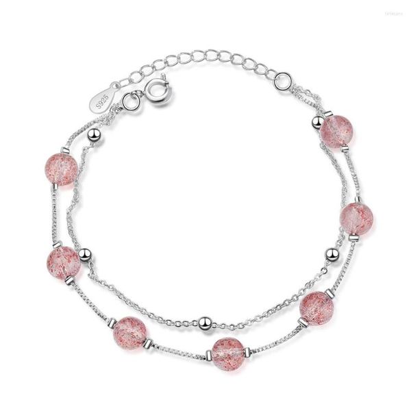 Bracciali fascino promozione moda alla moda rosa fragola in quarzo cristallo platino le donne gioielleria da donna senza dissolvenza senza dissolvenza all'ingrosso