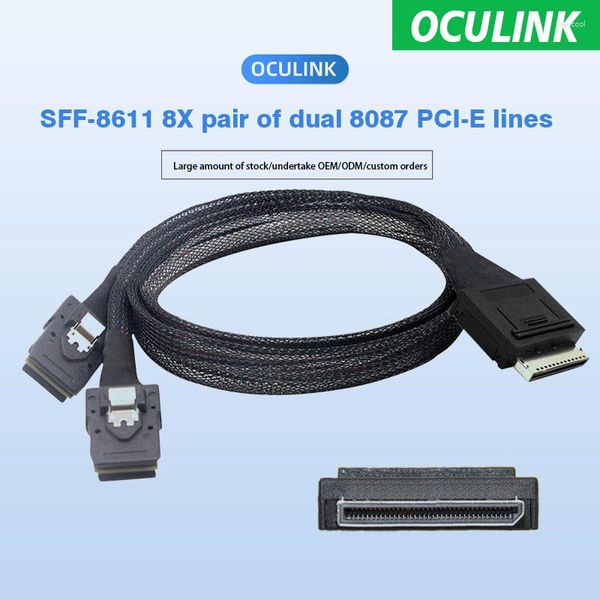 Computerkabel OCULINK 8X SFF-8611 bis Dual SFF-8087 Festplatten-SSD-Festkörper-PCI-E-Datenkabel 0,5 m Hochgeschwindigkeitsübertragung