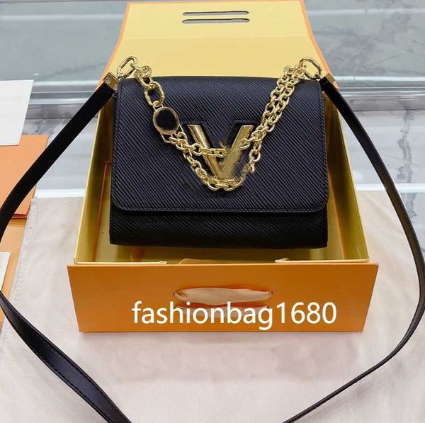 Abendbeutel Twistgürtel Handtasche Crossbody Bag Körnige Leder -Umhängetaschen Goldkette Verstellbarer abnehmbar