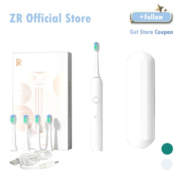 Escova de dentes ZR Z1S USB recarregável escova de dentes elétrica DuPont cerdas design elegante conjunto de escova de dentes de casal adulto presente caso de viagem 230824