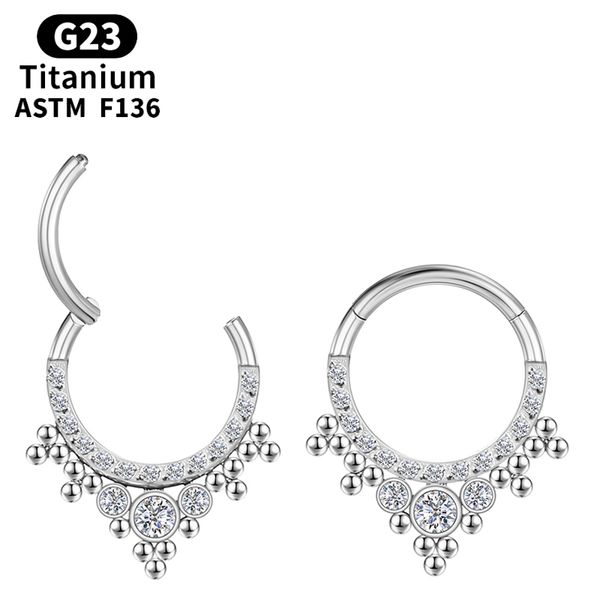 Sept Piercing CZ Nose Anello Segent Segmento Clicker Donne Industrial Titanio Tragus Orecchini per la cartilagine Gioielli Regalo