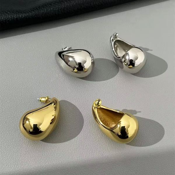 Teardrop Cirle Orecchini semplici Orecchini waterdrop leggeri in oro 18 carati Orecchino a cerchio grosso per donna Gioielli di alta qualità 2 colori