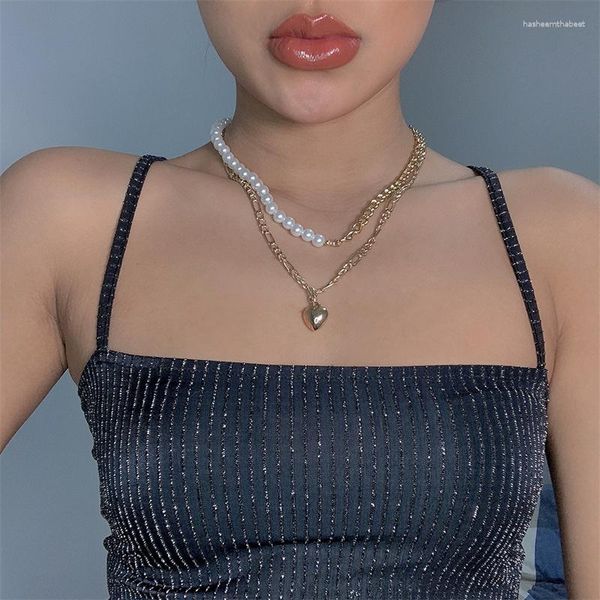 Collane a ciondolo myjiebin 2023 collana personalizzata e creativa perle moda classica giunzione amore a doppio strato femminile