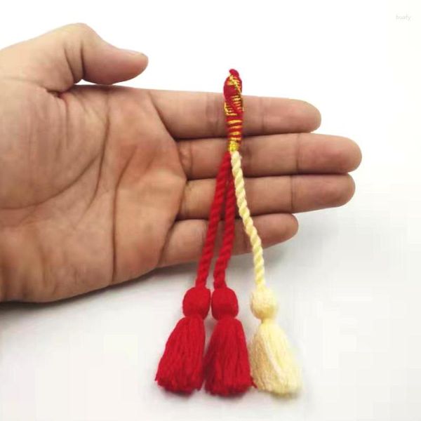 Anhänger Halsketten türkischer Baumwoll Quasten handgefertigt Tesbih Quasten Rot und gelbe Farbe Karkoosha Muslim Rosenkranz