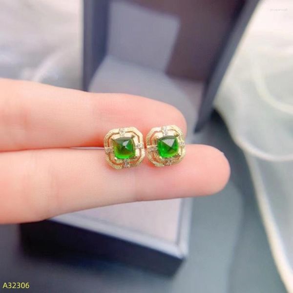 Stud Ohrringe Kjjeaxcmy Brand Boutique Schmuck 925 Sterling Silber Eingelegtes natürliches Diopside Edelstein Frauenparty Geschenk Mädchen Geburtstags Geburtstag