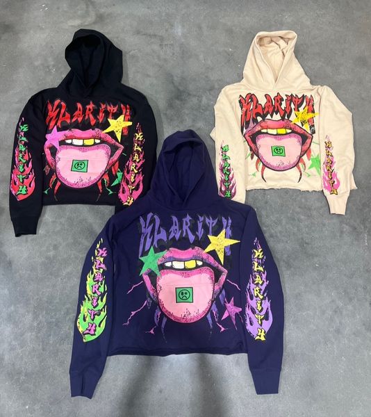 Erkek Hoodies Sweatshirts y2k Giyim Baskılı Desen Kazak Sweatshirtstreetwearoversthip Hop Punk Vintagelong Sleyved TOP KPOP 230824