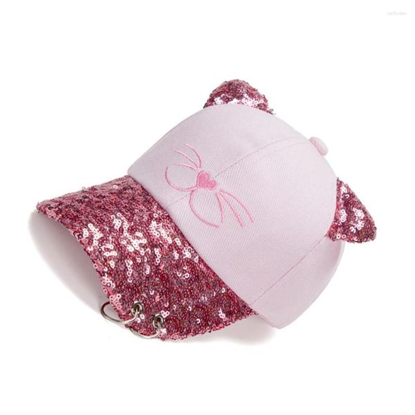 Chapéus rosa respirável e chapéu de sol ajustável para crianças adolescentes bonés de beisebol mulheres