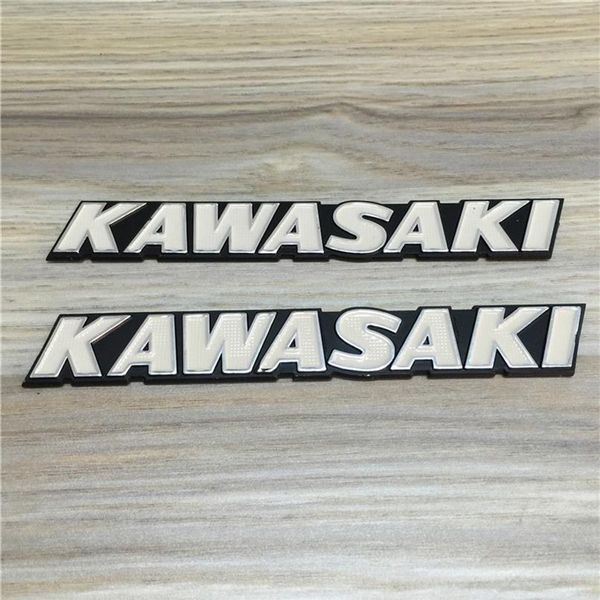 Für modifizierte Kawasaki Kawasaki Retro-Auto Straßenauto stereoskopischer Aluminium-Kraftstofftank harter Standard weißer Schriftzug Boje Aufkleber Metal321S