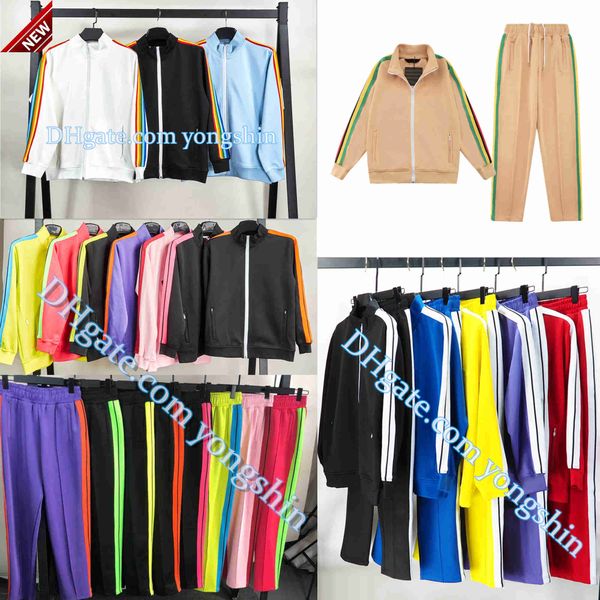 Moletons masculinos Moletons Mens Designer Sports Terno Zip Top + Pant Stripe Design Confortável Casual Suéteres Calças Multi Color Matching Black Tracksuits para 4xl