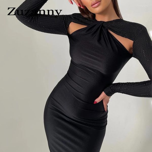 Повседневные платья Zuzanny Elegant Party Slim Maxi платье лоскут с длинными рукава