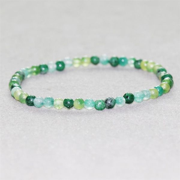 MG0040 Armband aus ganz natürlicher afrikanischer Jade, 4 mm, Mini-Edelsteinschmuck, Naturstein-Energiearmband für Frauen266E