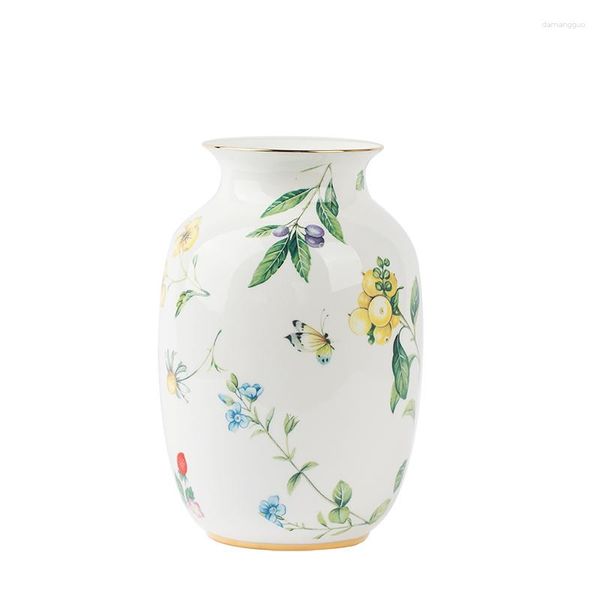 Vasen im europäischen Stil Keramik Vase ländliche getrocknete Blumenarrangement moderner Retro Esszimmer/Wohnzimmer Haus Ornamente Knochen