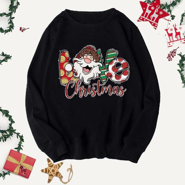 Damen Hoodies Fashion Casual Long Sleved Tops Weihnachten alter Mann gedruckter Cartoon Pullover Y2K Winter O-Neck Harajuku Gothic Sweatshirt