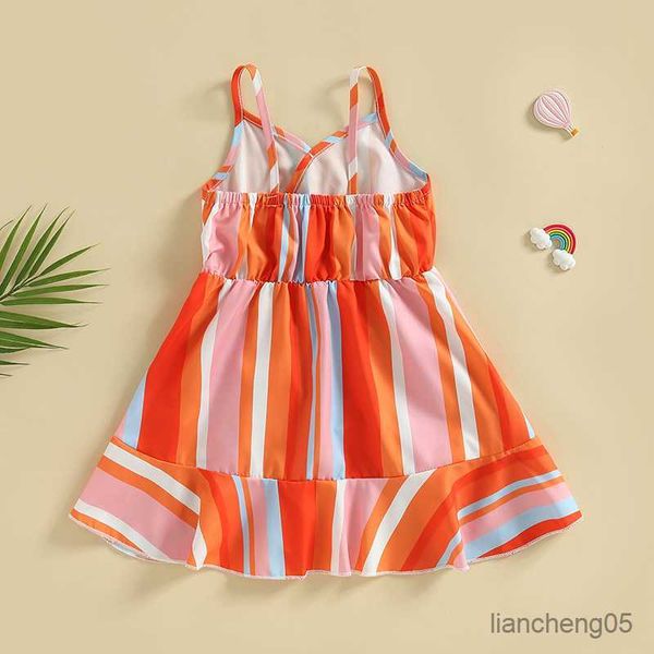 Abiti da ragazza Summer Children indossano ragazze senza maniche artificiale abito a strisce senza schienale casual abito bambino abito da spiaggia r230824