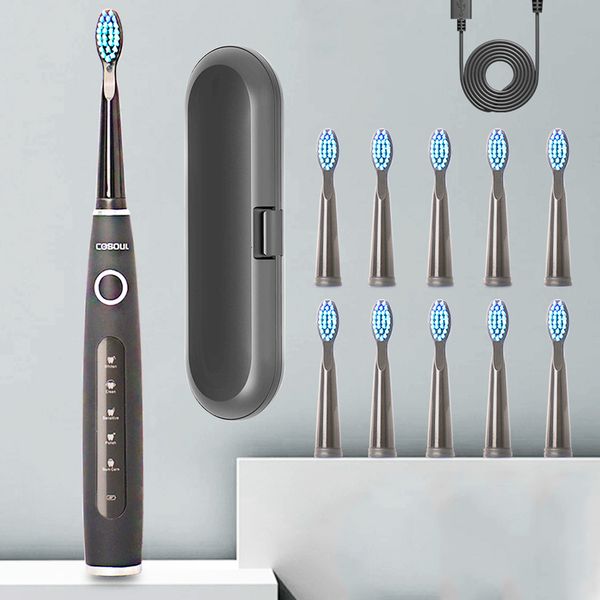 Escova de dentes elétrica Sonic recarregável Top Quality Smart Chip Cabeça de escova de dentes substituível branqueamento presente saudável 230824