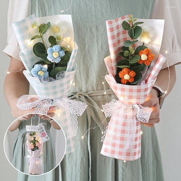 Fiori decorativi INS fiore intrecciato a mano con corda leggera a led colorato bouquet arredamento per la casa per la casa regalo per la festa del matrimonio.